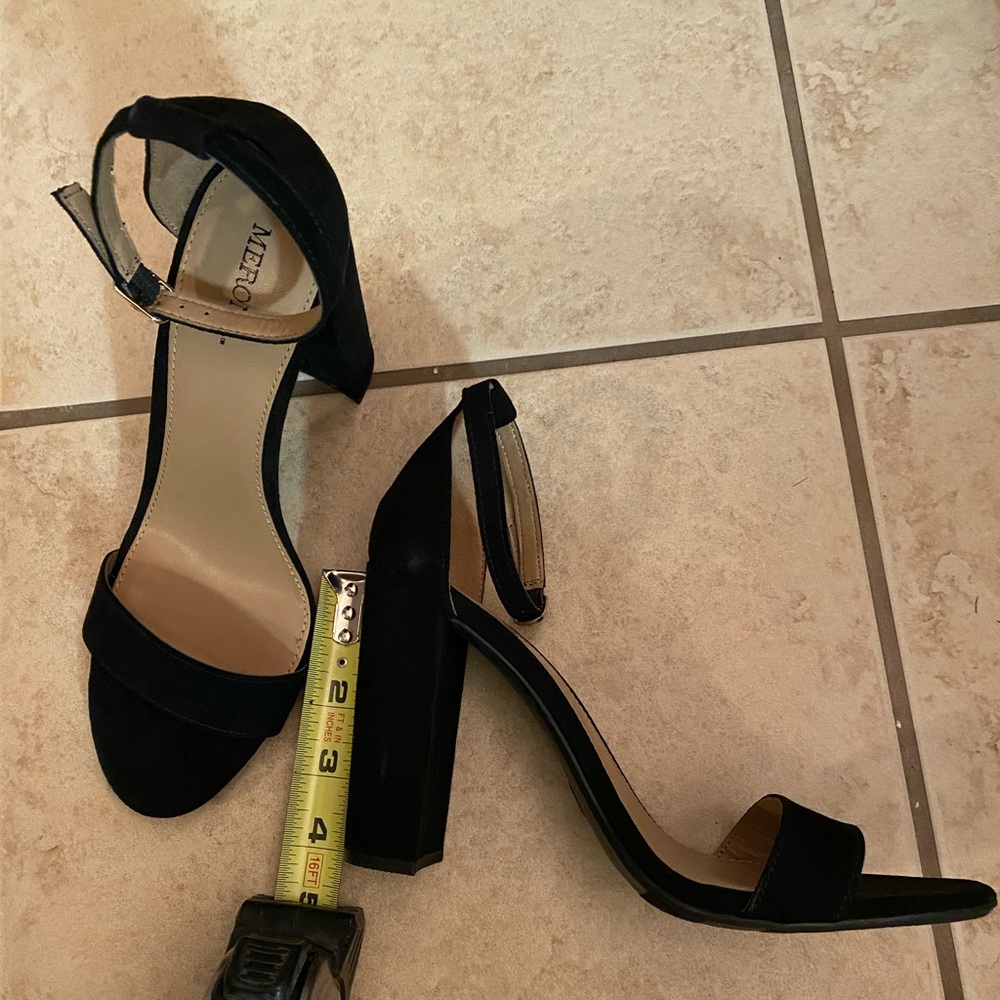 Merona black Suede strap heel